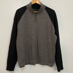 Banana Republic Gray and Black Cashmere Blend Quarter-Zip Sweater Size L